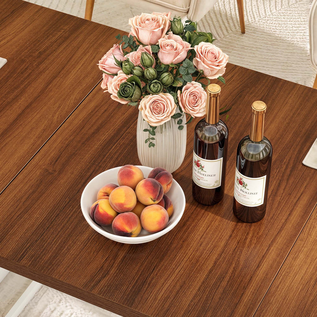 Dextrus 70 Wood Dinner Table for 6-8 Person, Rectangular Kitchen Table with Metal Leg for Gathering, Meeting, Office Kitchen, Dining Living Room, Walnut