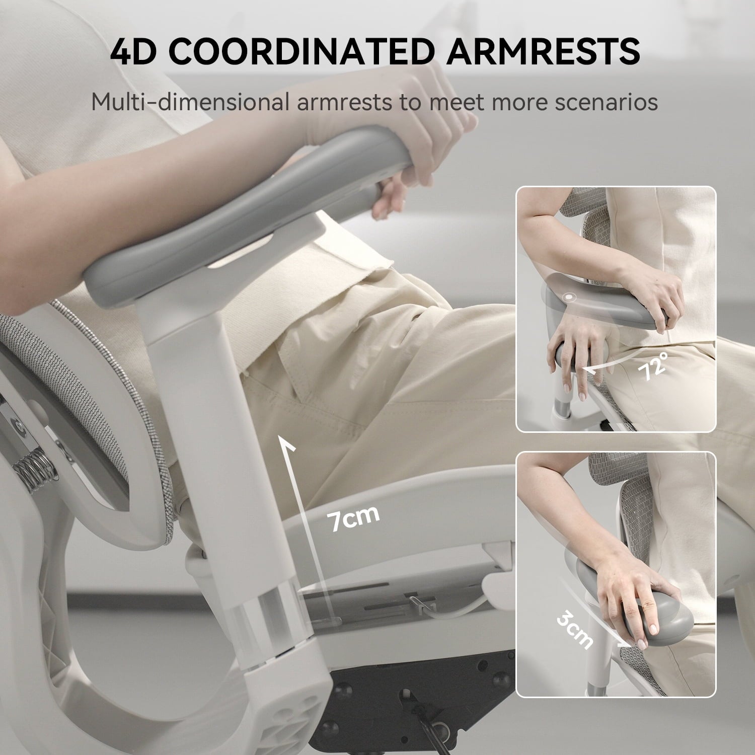 SIHOO Doro S100 Ergonomic Office Chair - with Dual Dynamic Lumbar Support, 5-Level Adjustable Backrest, 4D Coordinated Armrests, 135-degree Max. Recline Angle White