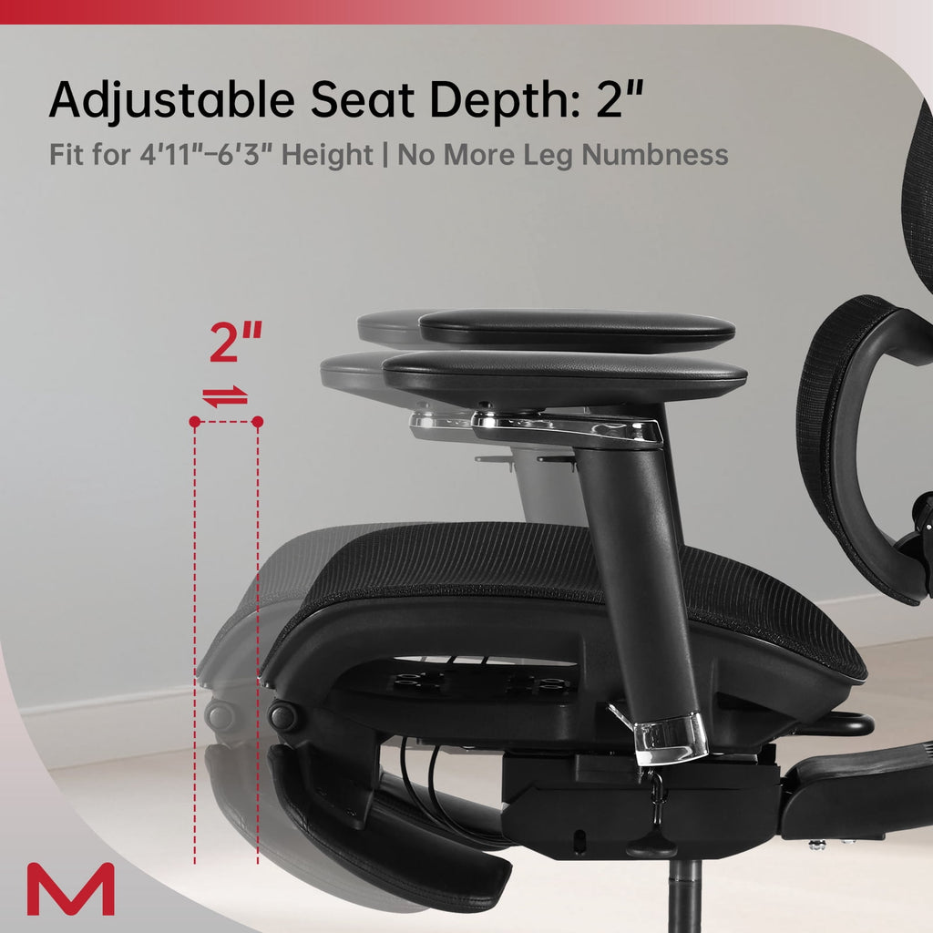 Professional  Ergonomic Mesh Office Chair with Dynamic Lumbar Support & 3D Headrest, Dual-Axis Armrests, 136° Recline, 300LBS