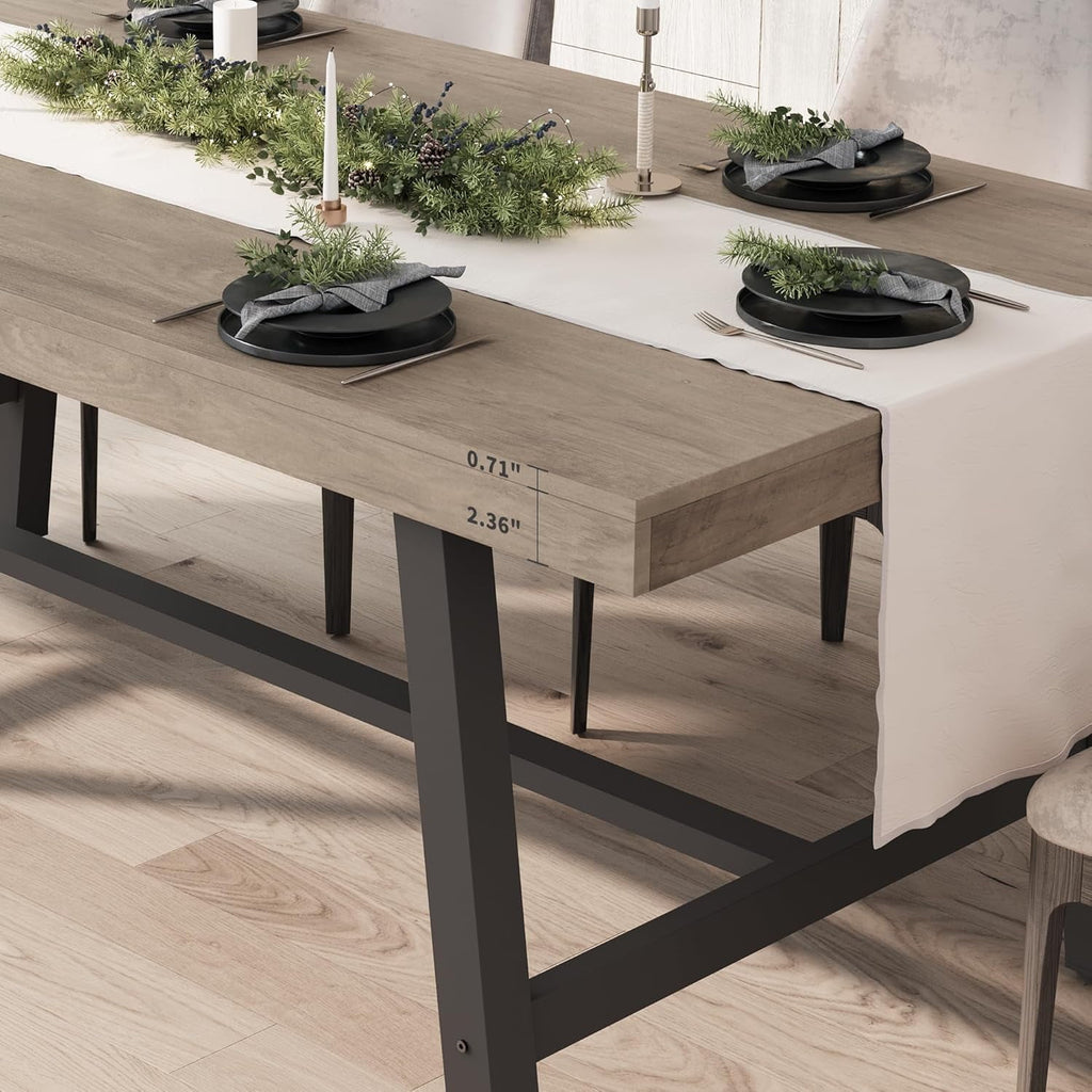 70.87 Inch Long Large Rectangle Dining Table for 6-8 People, Modern Kitchen Dining Room Table with Rustic Wooden Tabletop & Strong Metal frame(Only Gray Walnut Table)