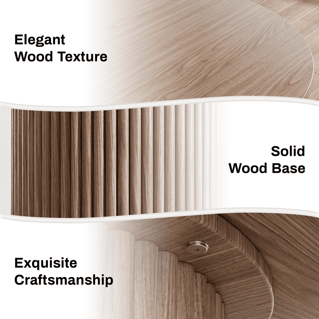 Rophefx 35.4 Solid Wood Round Dining Table with Handcrafted Relief Pedestal,Circle Dining Table,Natural
