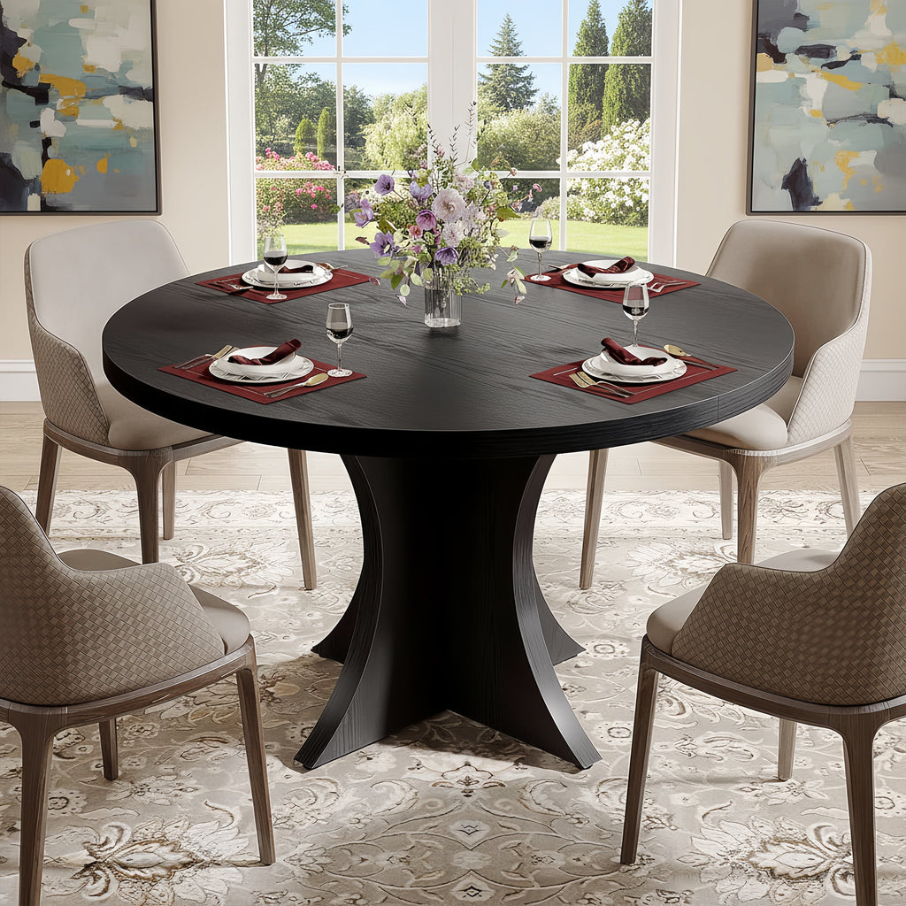 Modern Faux Marble Dining Table, 63 Rectangular 4-6 Seater Wood Table with Sturdy Base, Kitchen Living Room Dinner Table