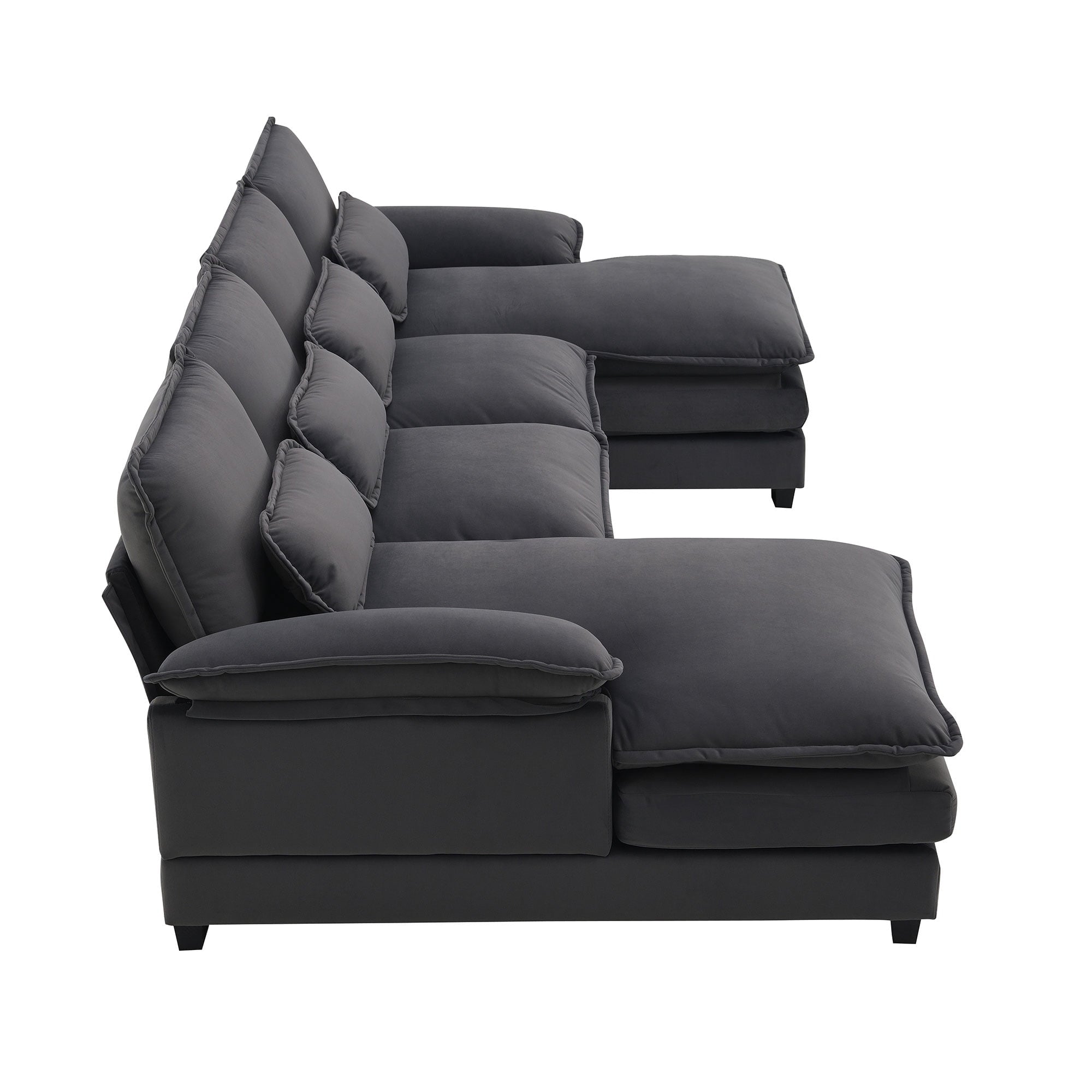JONPONY109.45 U Shaped Couch,Oversized 4 Seat Sectional with 4 Waist Pillows, Convertible Upholstery Symmetrical Sofá,Sleeper Sofa Couch with Double Chaise Lounge &Memory Foam for Living Room, Beige