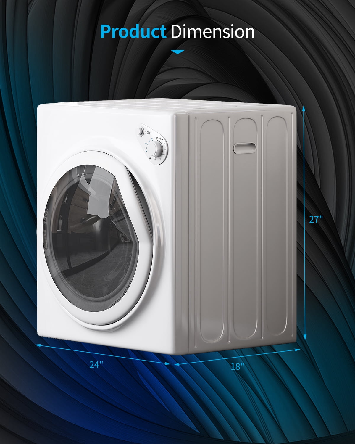 TABU 2.6 cu ft Portable Dryer for Clothes, 8.8 lbs Compact Dryer, Electric Dryer for Apartment,White