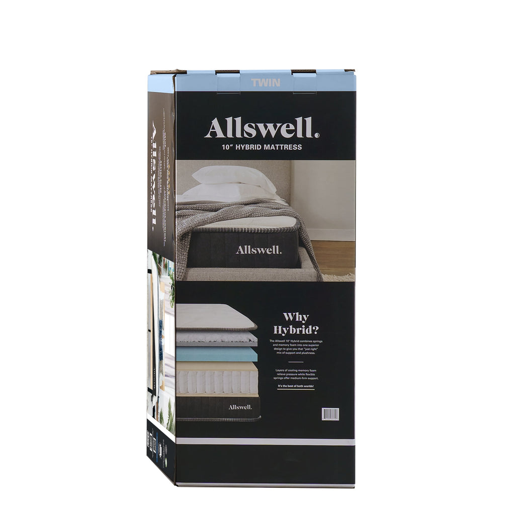 The Allswell 10 Hybrid Mattress in a Box with Gel Memory Foam, Adult, Twin