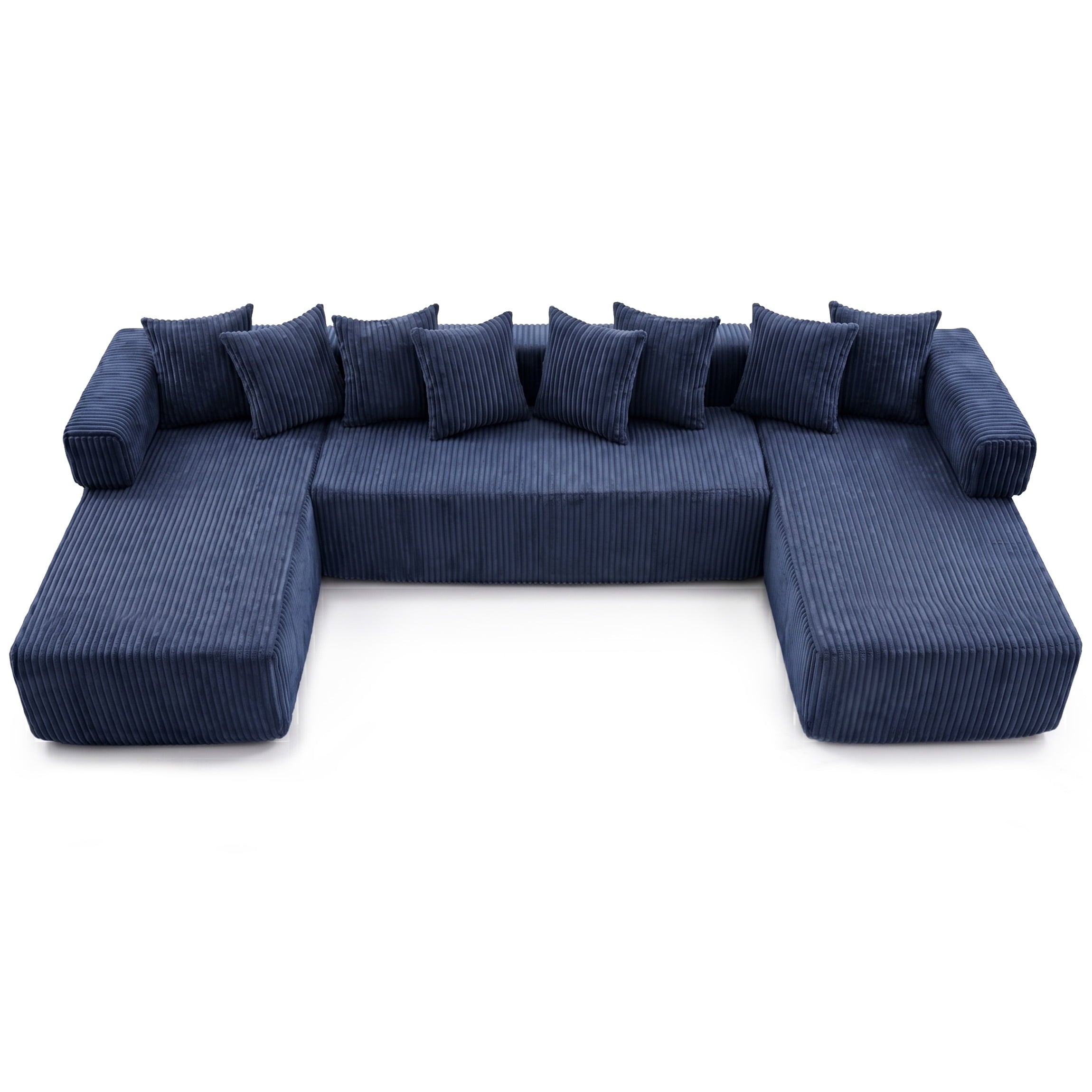SOULART 138.5 U Shaped Sectional Couch,Gray Cloud Boneless Sofa For Living Room,Plush Corduroy Couches With Deep Seat Chaise Lounge,No Assembly Required