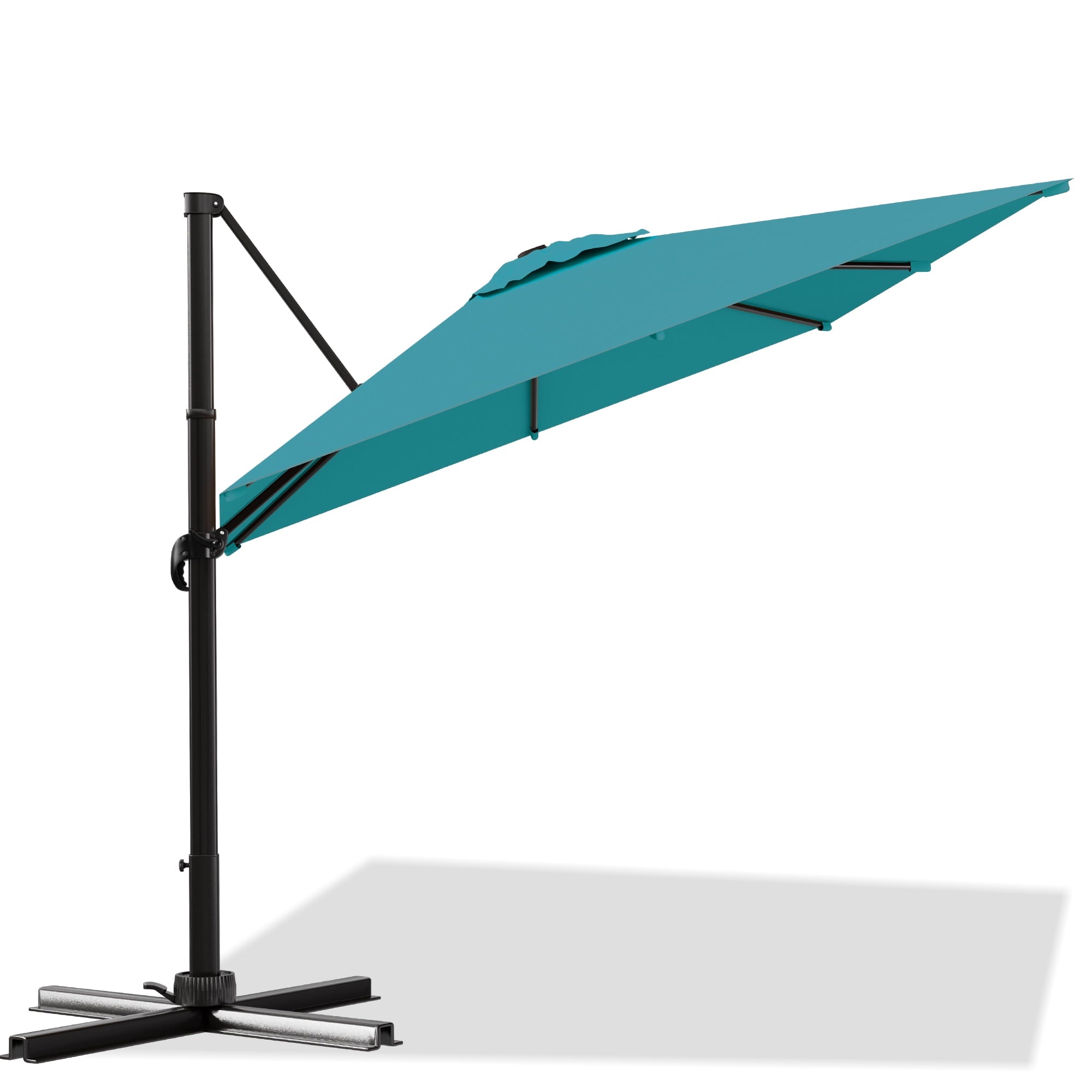 Easthome 10 × 10FT Square Cantilever Patio Umbrella, 360° Rotating Offset Umbrella with Crank, 8 ribs, Outdoor Hanging Roman Umbrella for Garden Deck Backyard, Red