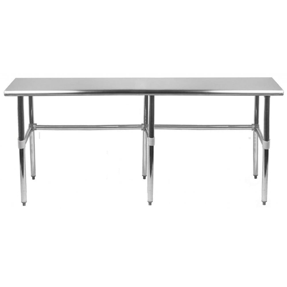 AmGood 84 Long x 24 Deep Stainless Steel Work Table Open Base | Work Station | Metal Work Bench