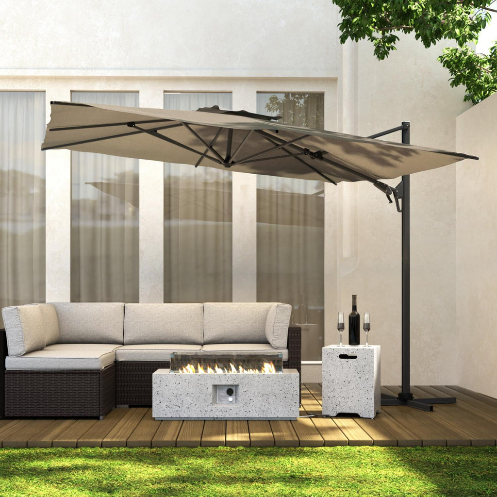 COSIEST 10FT Cream Double Top Cantilever Outdoor Umbrellas, Large Square Windproof Patio Umbrella for Garden, Deck, Pool