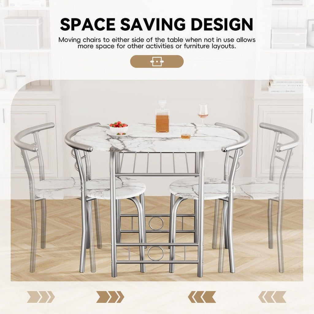 Homall 3 Piece Wood and Metal Dining Table Set, Small Dining Table for 2, Modern Dining Set for Living Room, Dining Room, Kitchen, Black