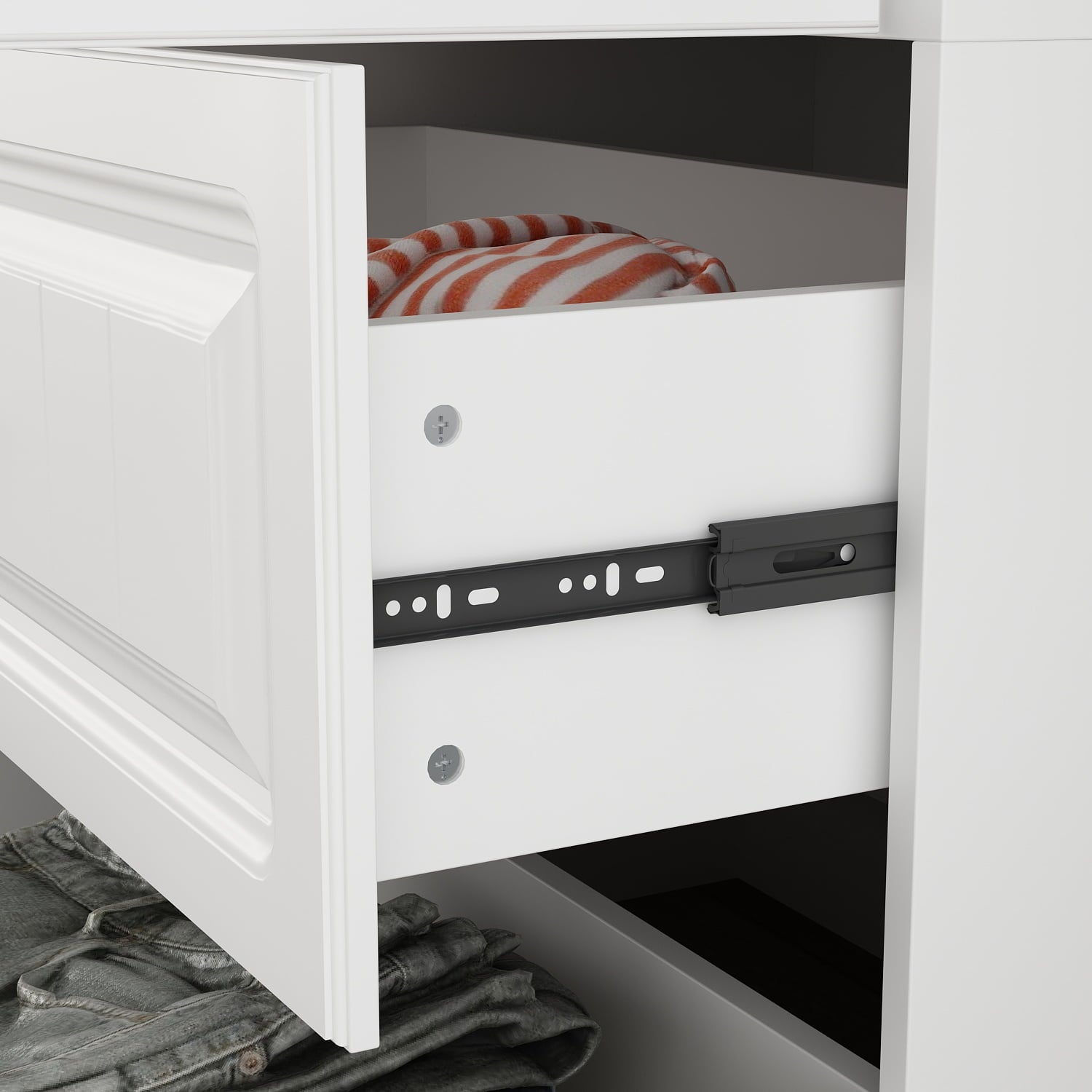 KULAGAGA 4-Door White Armoire, 63 Wide Wardrobe Storage Cabinet with Shelves and Drawers for Bedroom,74.4 H