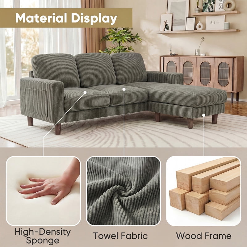 Homall Cloud Modular Sectional Sofa 3 Seat L-Shaped Cloud Oversized Sofa Couch for Living Room, Apartment and Small Space,Dark Gray