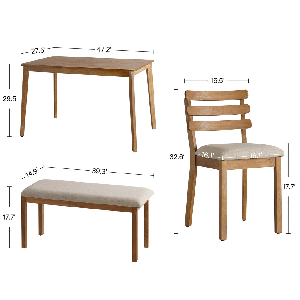 KithKasa Rectangular Dining Table Set for 4 , Kitchen Table and Chairs for 4, 5 Piece Space Saving Wood Kitchen & Dining Room Tables Set Furniture