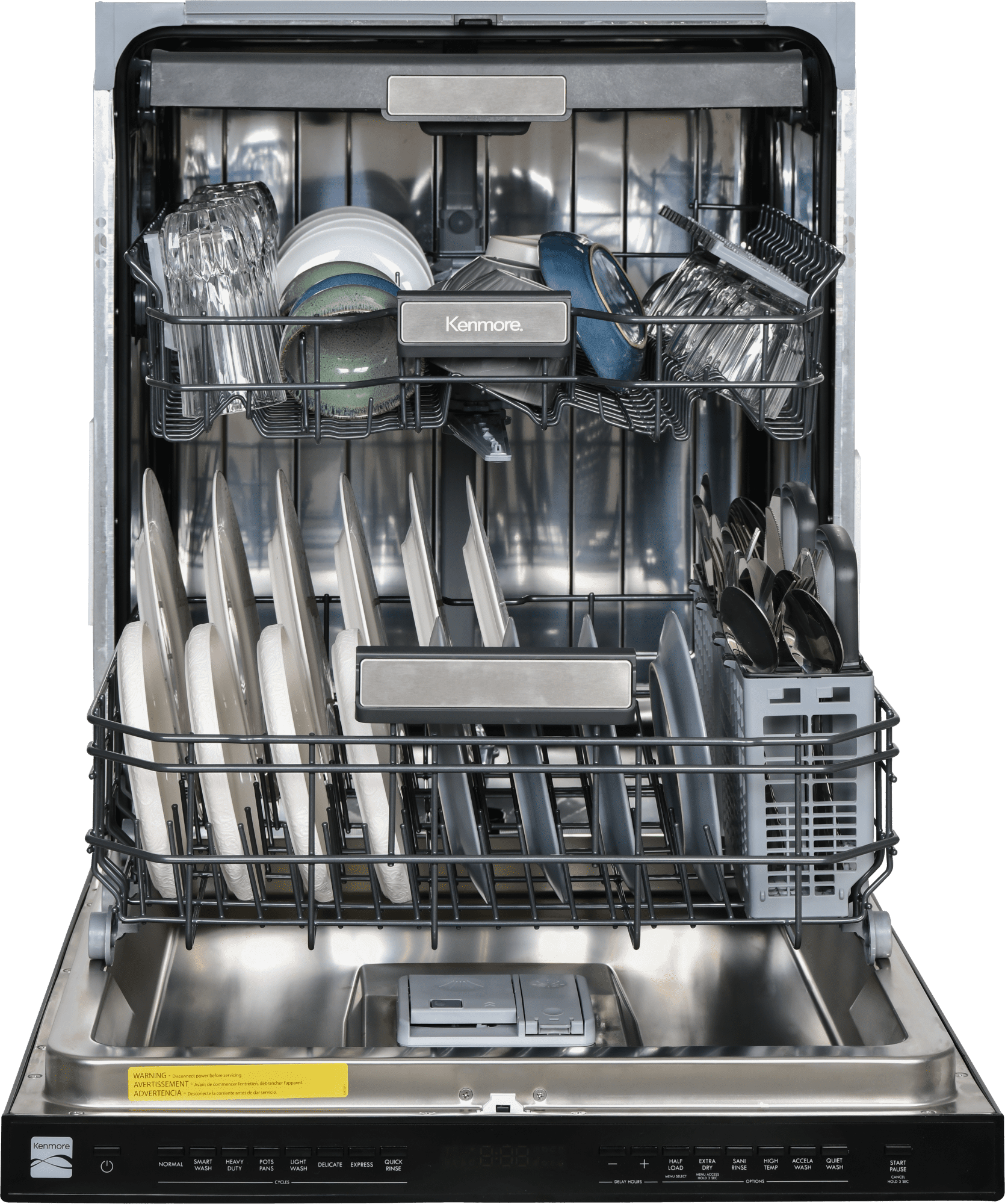 Kenmore 24” Built-In-Dishwasher w/ 3rd Rack & Turbo Dry with Bar Handle, Black