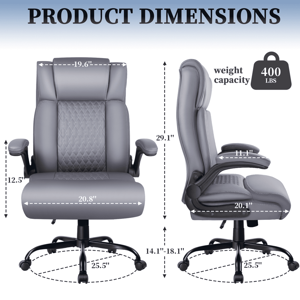 BOSSIN 400lbs Executive Office Chair with Foot Rest, Ergonomic Heavy Duty Big and Tall Desk Chair with Adjustable Headrest, High Back PU Leather Comfy Computer Chair