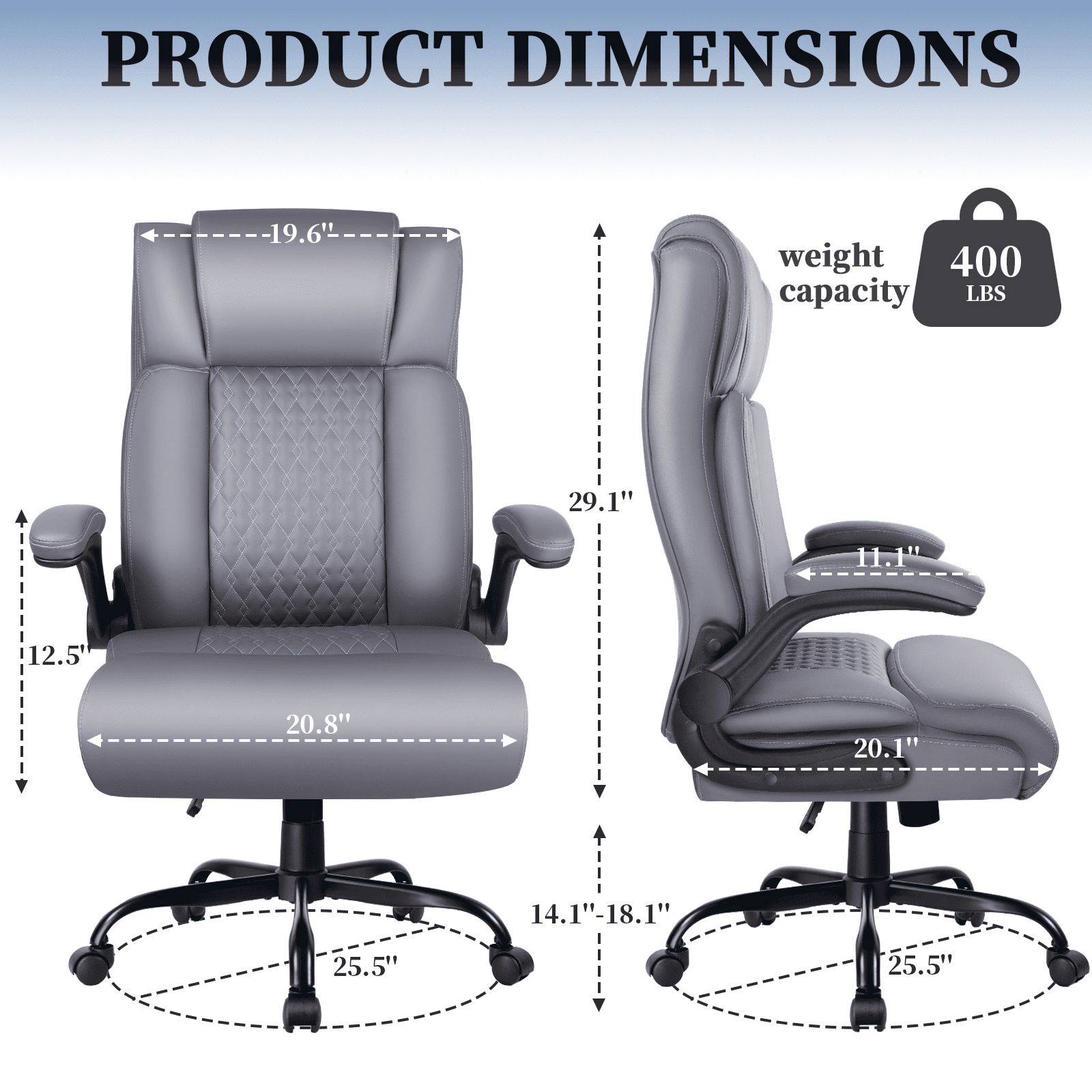 BOSSIN 400lbs Executive Office Chair with Foot Rest, Ergonomic Heavy Duty Big and Tall Desk Chair with Adjustable Headrest, High Back PU Leather Comfy Computer Chair