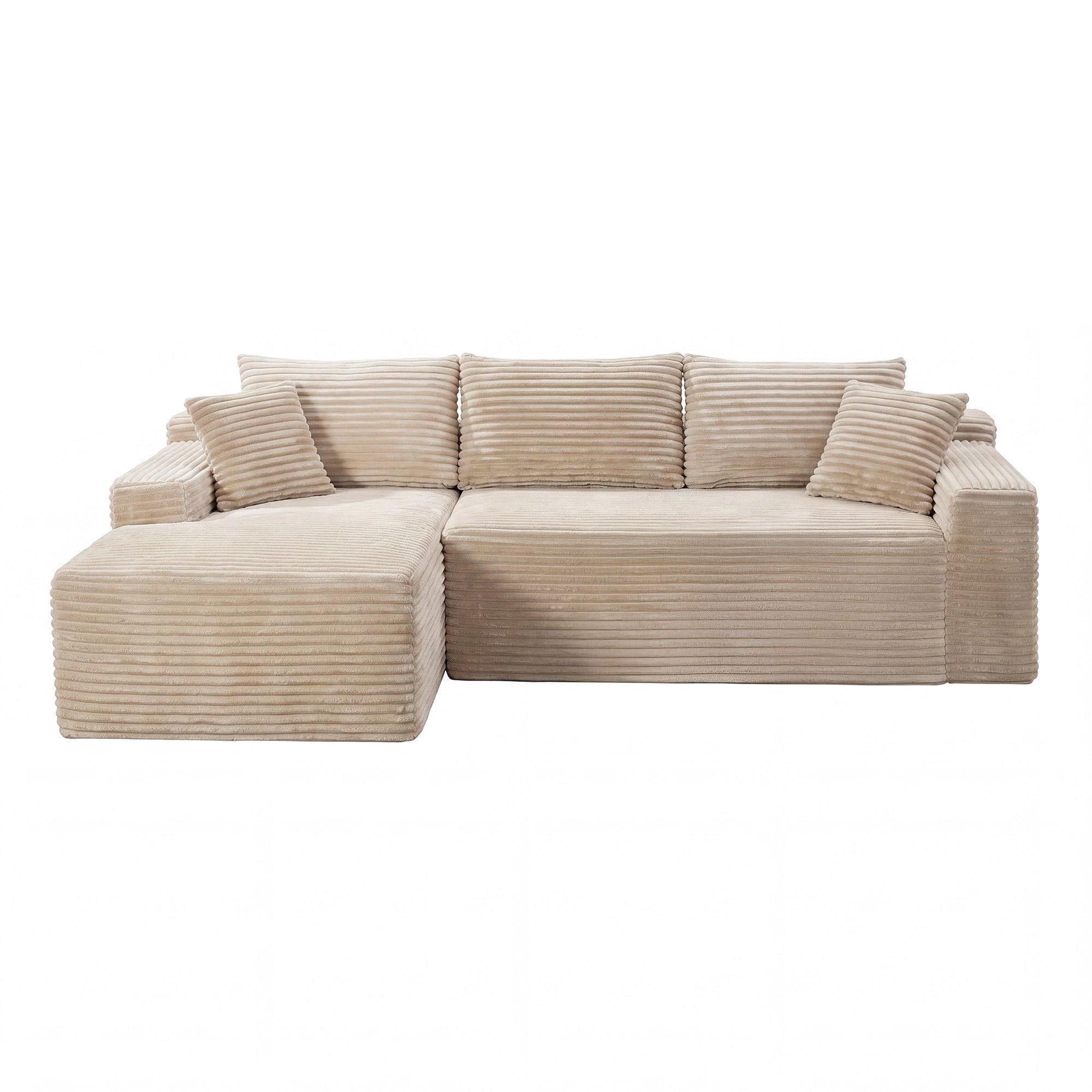 LLappuil 108 Sectional Sofa, Modular Sectional Couch with Left Chaise, Deep Seat Corduroy Cloud Sofa for Living Room Black