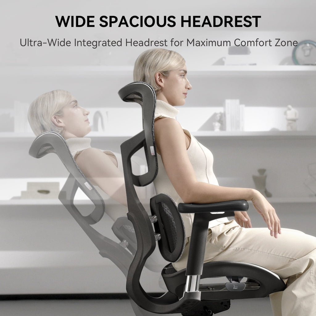 SIHOO Doro S100 Ergonomic Office Chair - with Dual Dynamic Lumbar Support, 5-Level Adjustable Backrest, 4D Coordinated Armrests, 135-degree Max. Recline Angle White