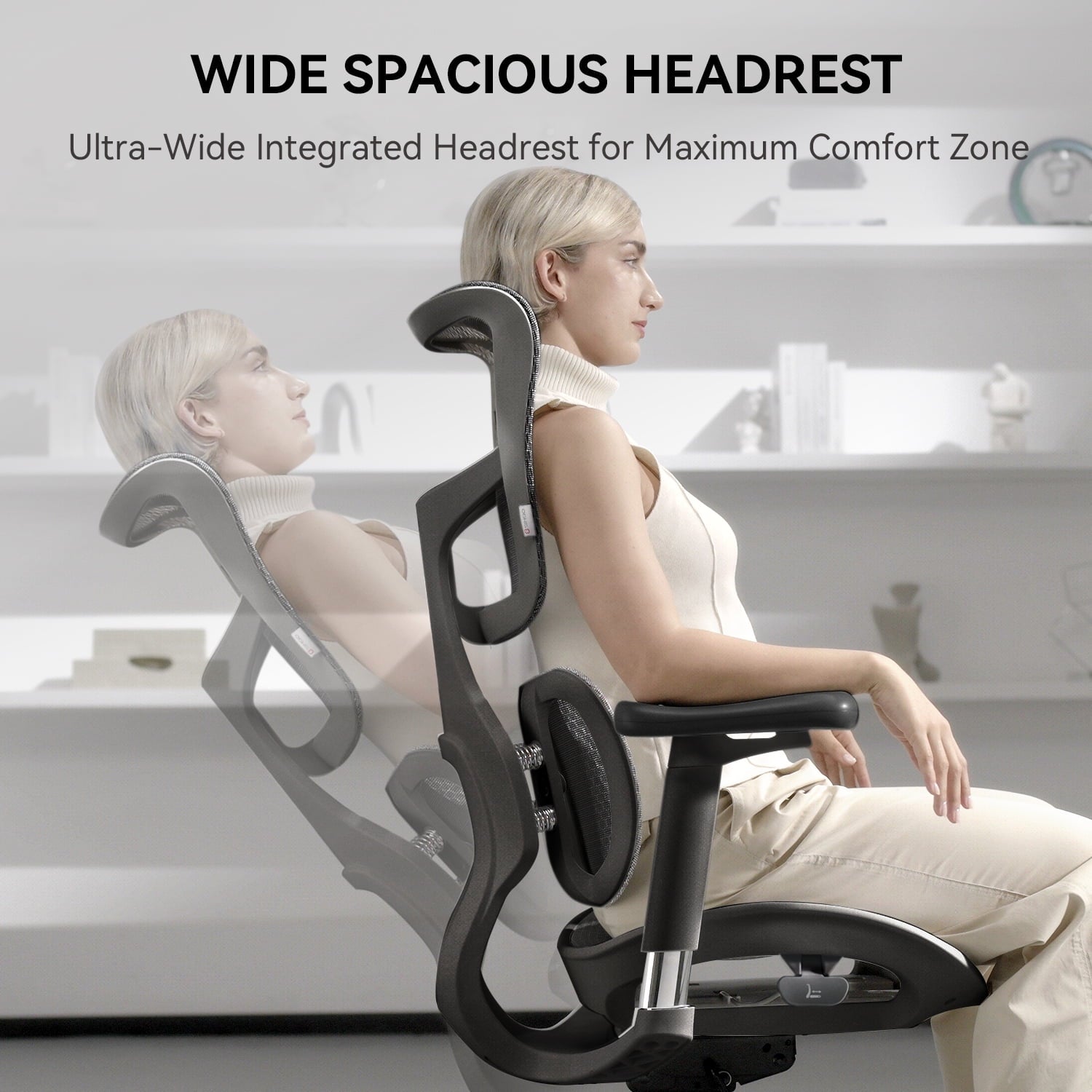 SIHOO Doro S100 Ergonomic Office Chair - with Dual Dynamic Lumbar Support, 5-Level Adjustable Backrest, 4D Coordinated Armrests, 135-degree Max. Recline Angle White