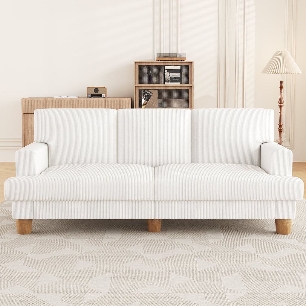 AAQZ 87 Corduroy Sofa Couch for Living Room, 3 Seater Deep Seat Comfy Couch in a Box, 2 Cushions, 2 Pillows Tool-Free Setup,Gray