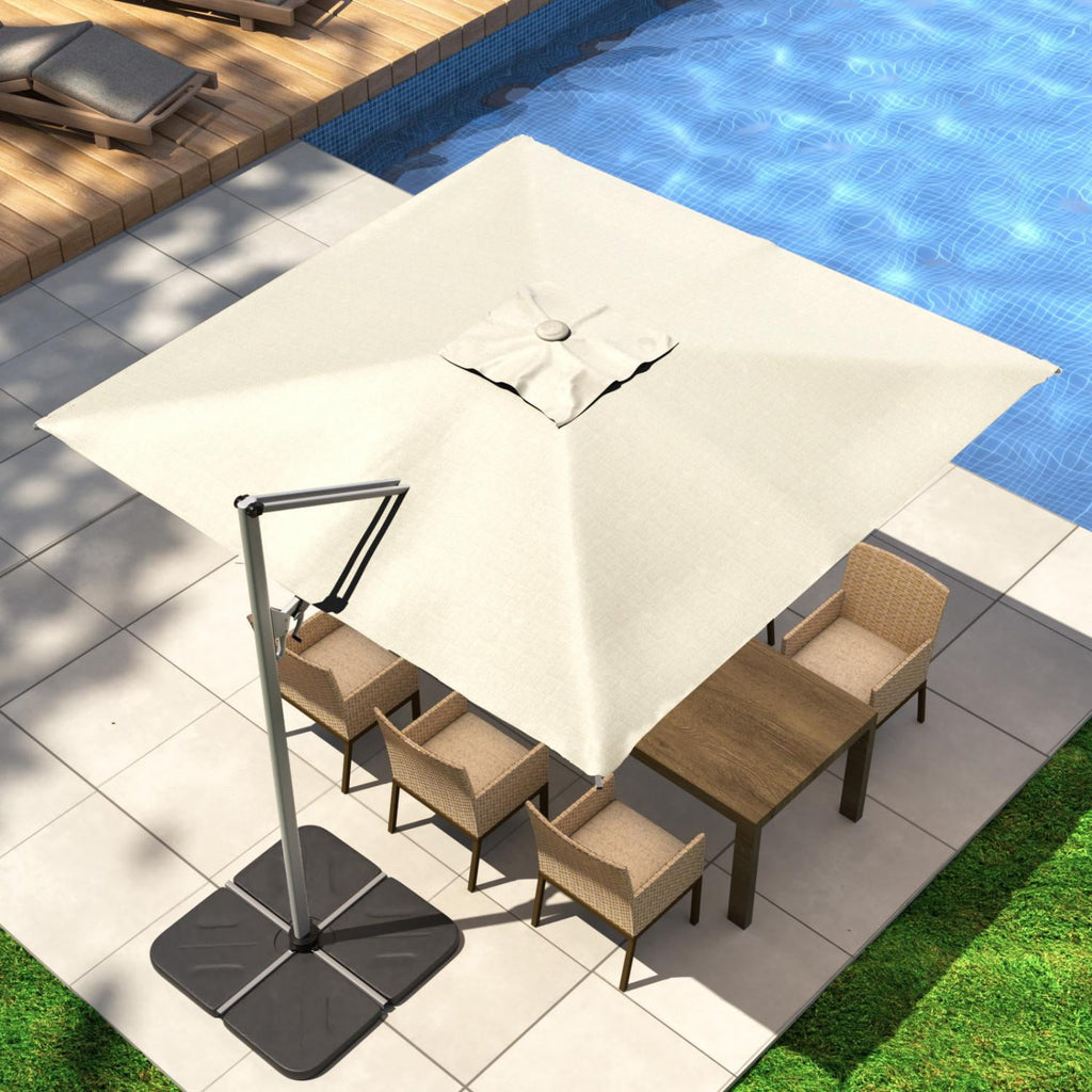 COSIEST 10FT Cream Double Top Cantilever Outdoor Umbrellas, Large Square Windproof Patio Umbrella for Garden, Deck, Pool