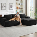 96 L-Shaped Sectional Couches for Living Room, Modular Cloud Couch with Chaise, Corduroy Deep Seat Boneless Sofa, No Assembly, Black