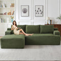 96 Boneless Cloud Couch with Chaise, Modular Sectional Sofa for Living Room, No Assembly Required, Deep Seat Corduroy Couch, Green