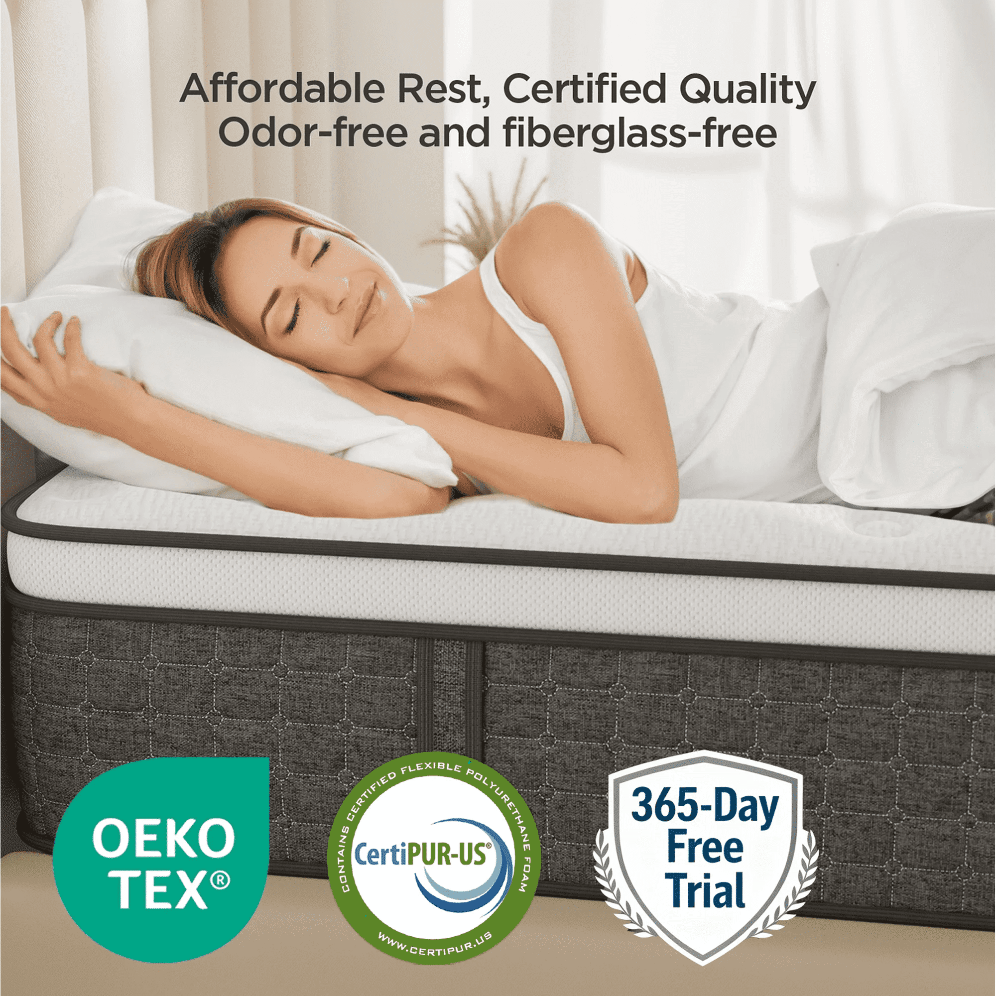 Kizreo 12 inch Hybrid Firm Twin Mattress - Cooling Gel Memory Foam and Pocket Springs with Pressure Relief, Motion Isolation, Edge Support, CertiPUR-US Certified, 365-Night Trial, Mattress in a Box