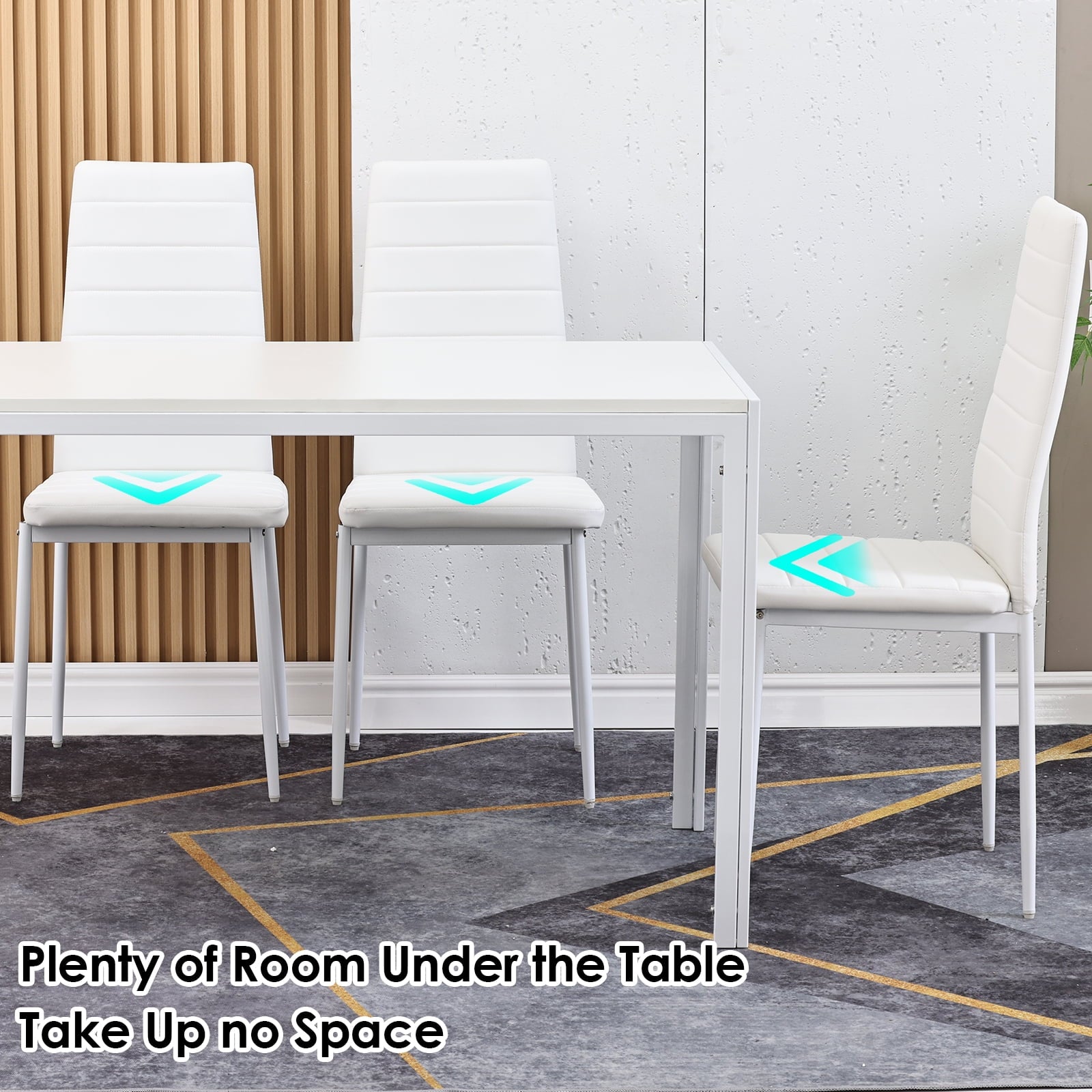 Farini White Dining Chairs Set of 4 for Kitchen Room,PU Leather Kitchen Side Chairs with Metal Frame