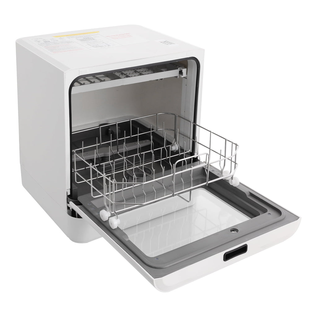 FOGGBET Countertop Dishwasher 800W White Compact Dishwashers with 4 Washing Programs, 360-Degree Spraying Wash Kitchen Mini Dishwasher with Air-Dry Function White