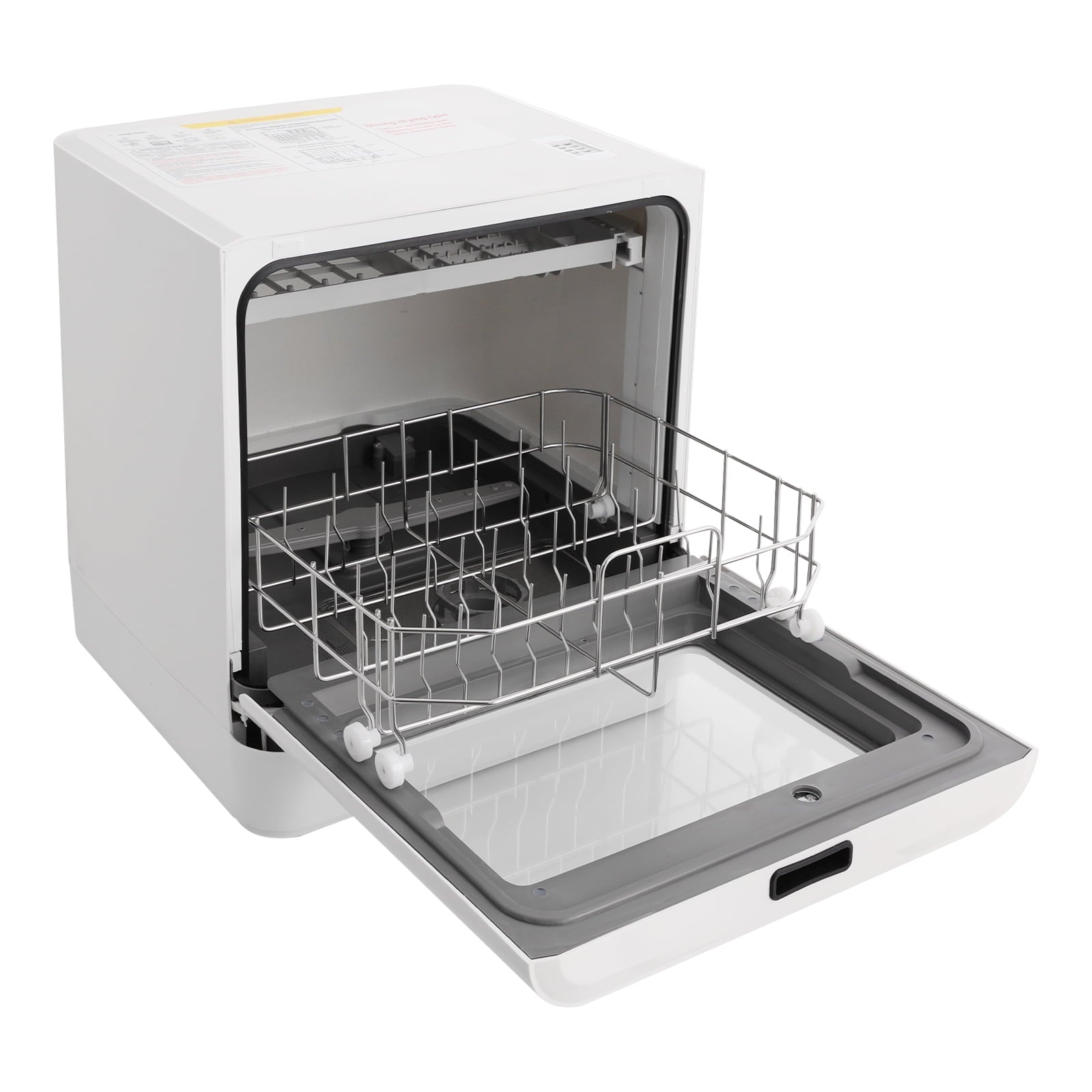 FOGGBET Countertop Dishwasher 800W White Compact Dishwashers with 4 Washing Programs, 360-Degree Spraying Wash Kitchen Mini Dishwasher with Air-Dry Function White