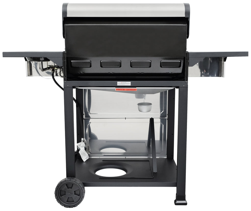 Kenmore 4-Burner Outdoor Propane Gas Grill with Side Burner, Open Cart, Stainless Steel