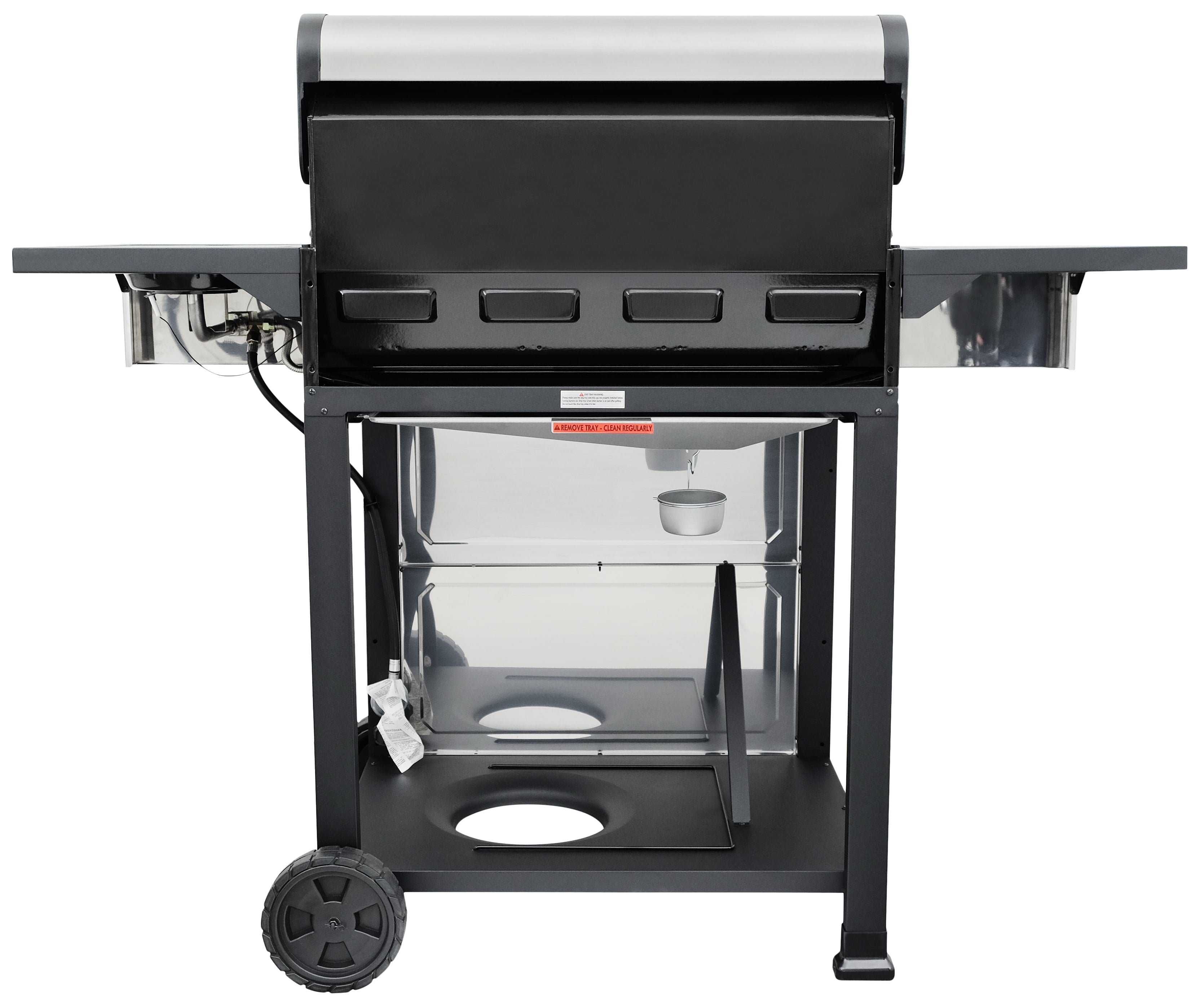 Kenmore 4-Burner Outdoor Propane Gas Grill with Side Burner, Open Cart, Stainless Steel