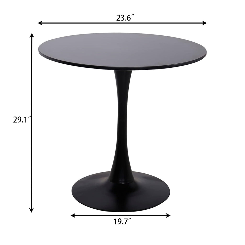 GDF Studio 24 Round Modern Dining Table, Wooden Top Tulip Table with Steel Pedestal Base, Kitchen Table, Walnut