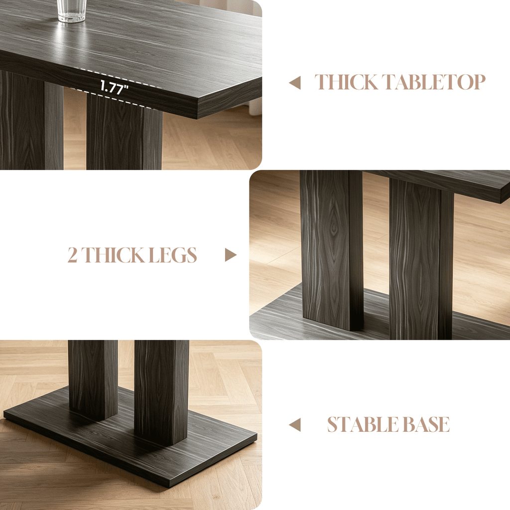 46.2 Dining Table,Modern Square Dining Table for 4-6 People,Rectangular Dining Room Table with Sturdy Pedestal Base，Rectangle kitchen Table for Living Room, Apartment