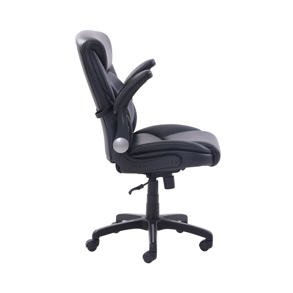 Serta Air Lumbar Bonded Leather Manager Office Chair, Gray Faux Leather