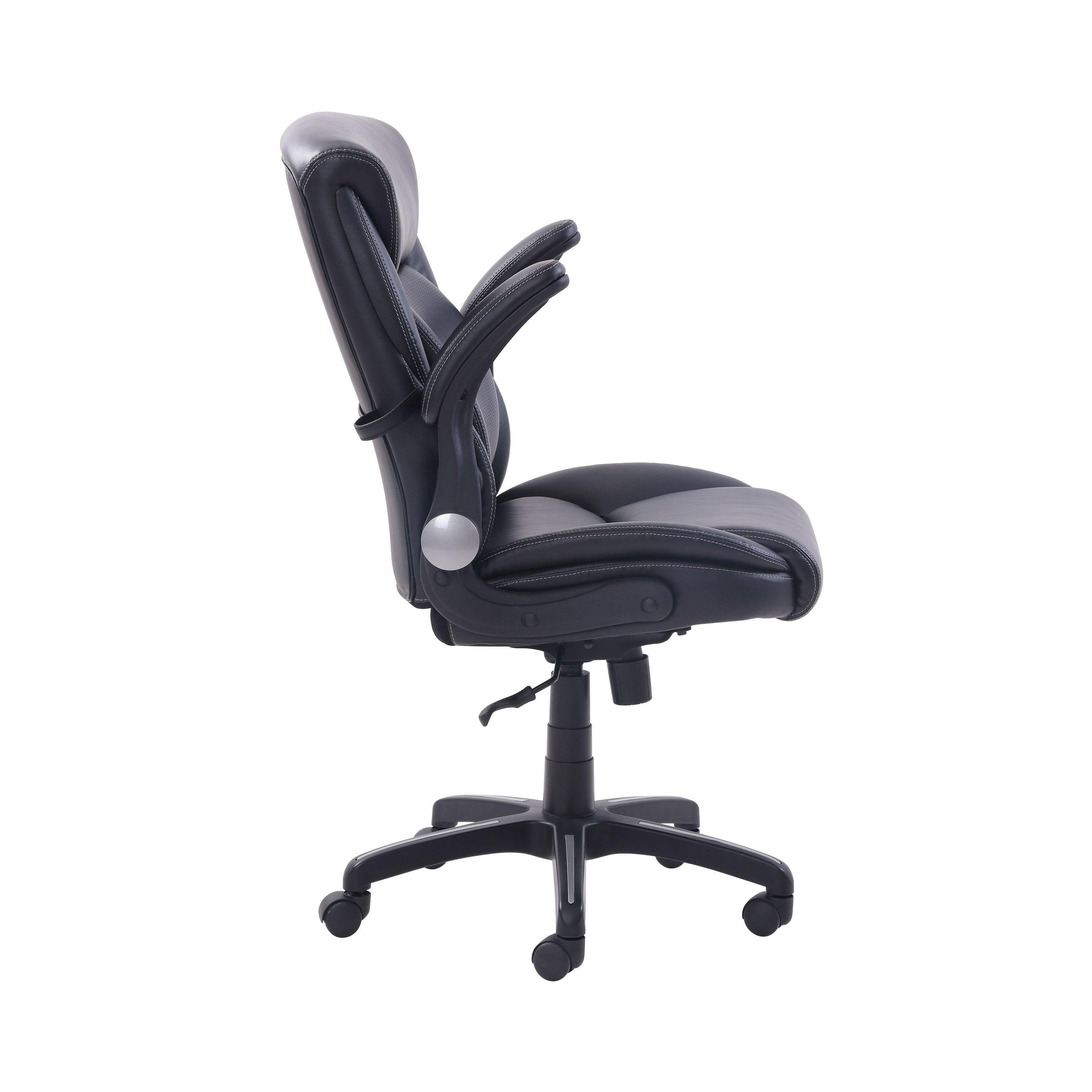Serta Air Lumbar Bonded Leather Manager Office Chair, Gray Faux Leather
