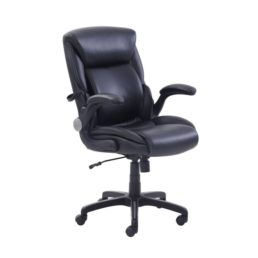 Serta Air Lumbar Bonded Leather Manager Office Chair, Gray Faux Leather