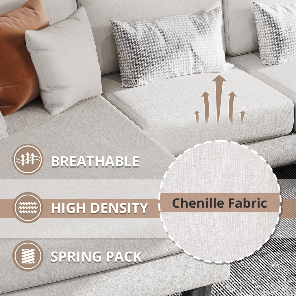 Furmax Chenille U Shaped Sectional Sofa, Gray