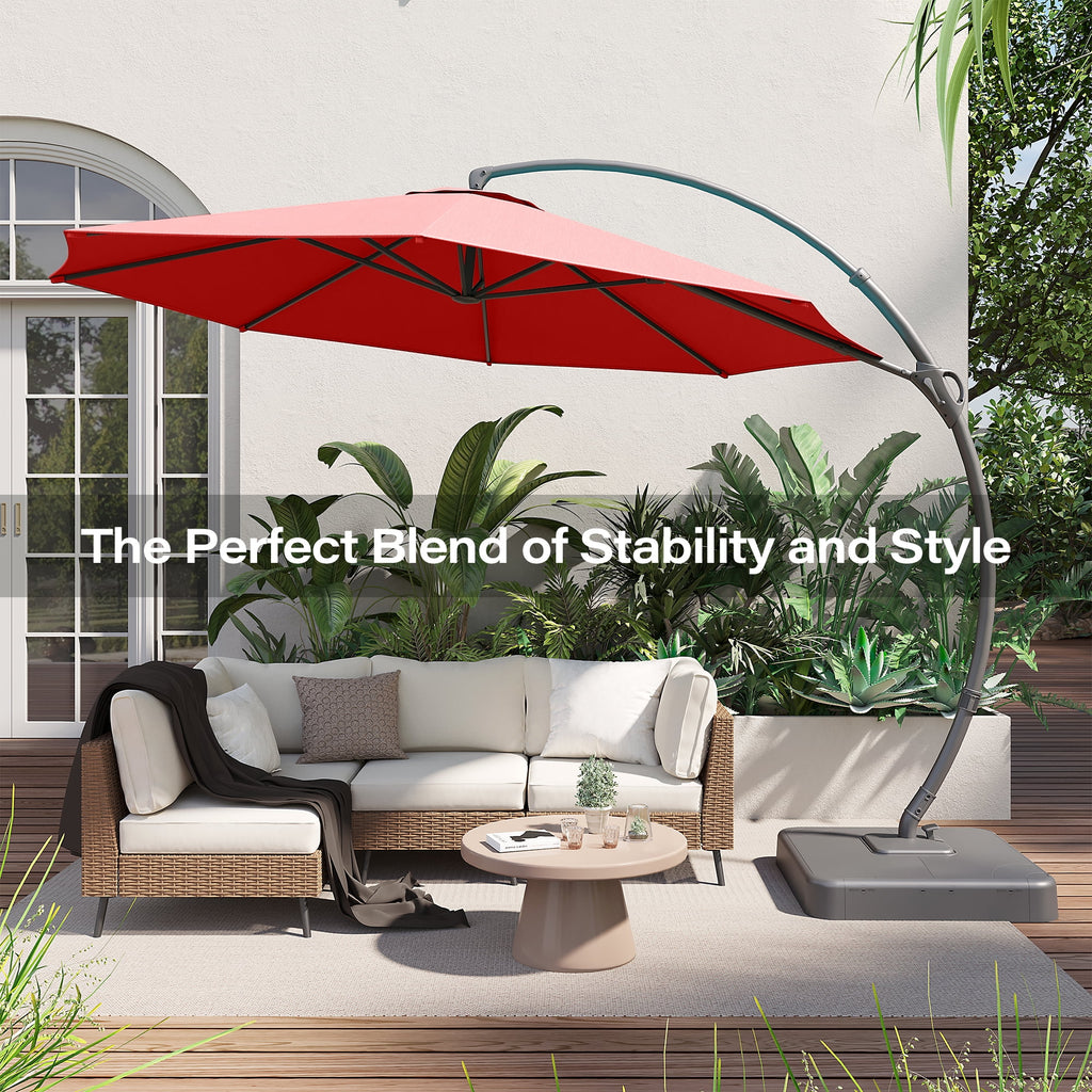 LAUSAINT HOME 11 FT Outdoor Patio Umbrella with Base, Aluminum Cantilever Umbrella with Crank, Gray