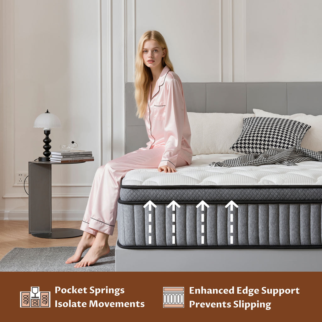 Giovanly 12 inch Queen Hybrid Mattress in a Box, Memory Foam and Individually Wrapped Pocket Coils, Medium Firm, Motion Isolation & Edge Support, Breathable Cooling, CertiPUR-US & OEKO-TEX Certified