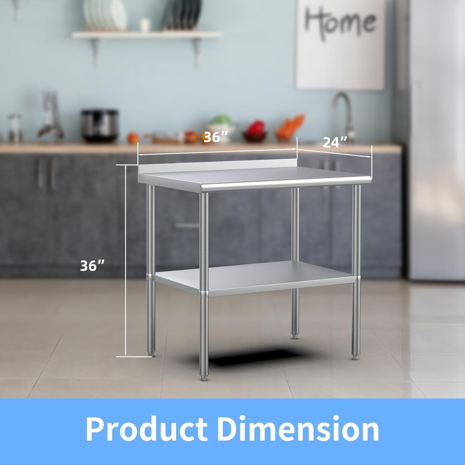 Ktaxon 72 x 24'' Stainless Steel Worktables Workbenches, Commercial Work Table for Prep, with Backsplash, for Kitchen, Restaurant, Home, Hotel