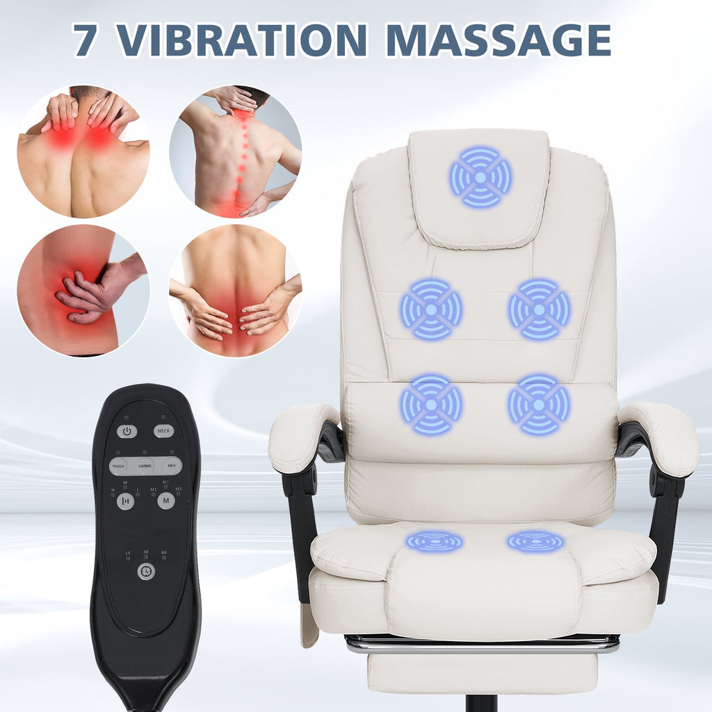 Hoffree Executive Office Chair Massage and Footrest Ergonomic Computer Desk Chair Reclining High Back Leather Office Chair Lumbar Back Support Swivel Rolling for Home Office Black