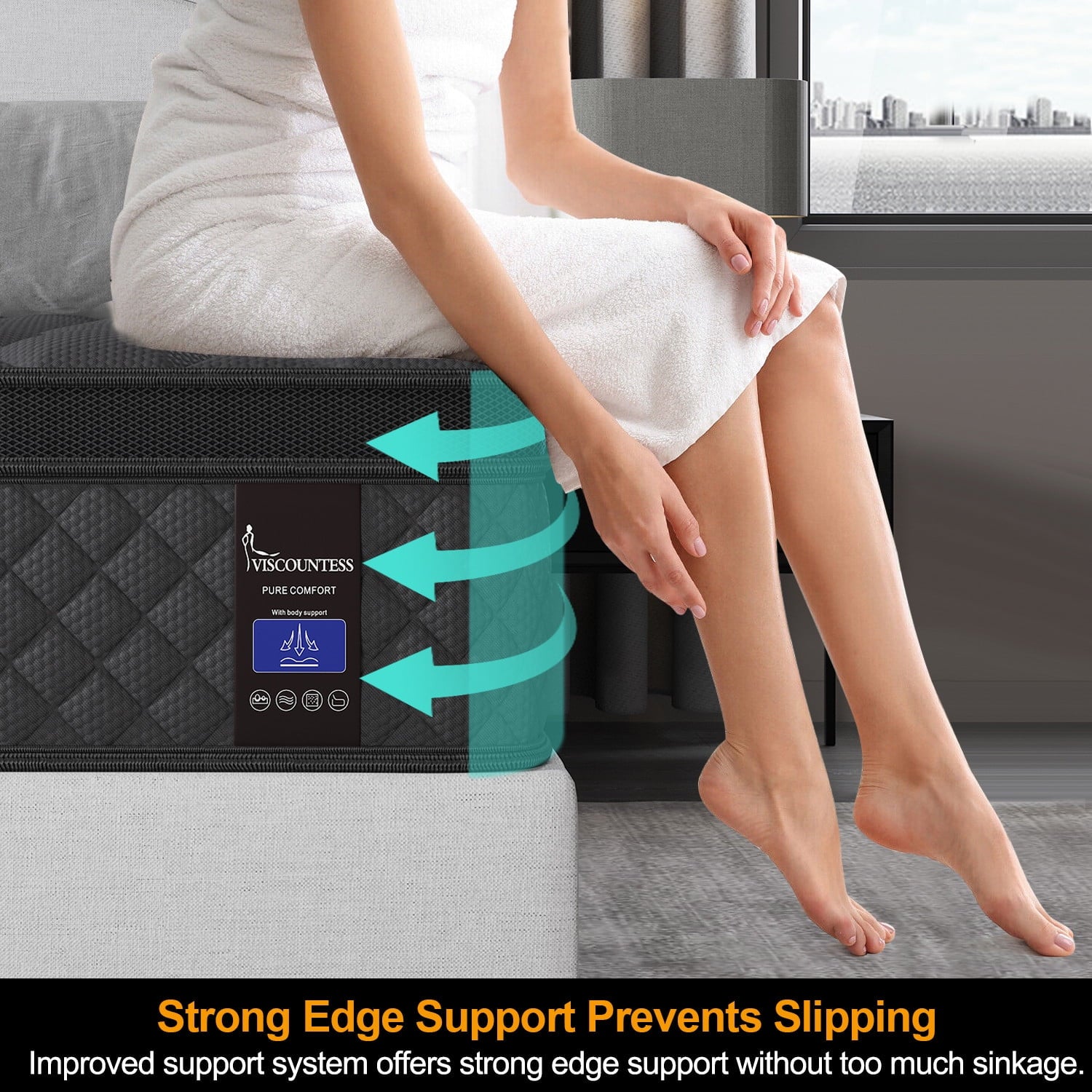 Viscountess 12 Inch Full Mattress Eurotop with Gel Memory Foam Hybrid Mattress in a Box Individually Wrapped Pocket Coils Innerspring Motion Isolation Edge Support