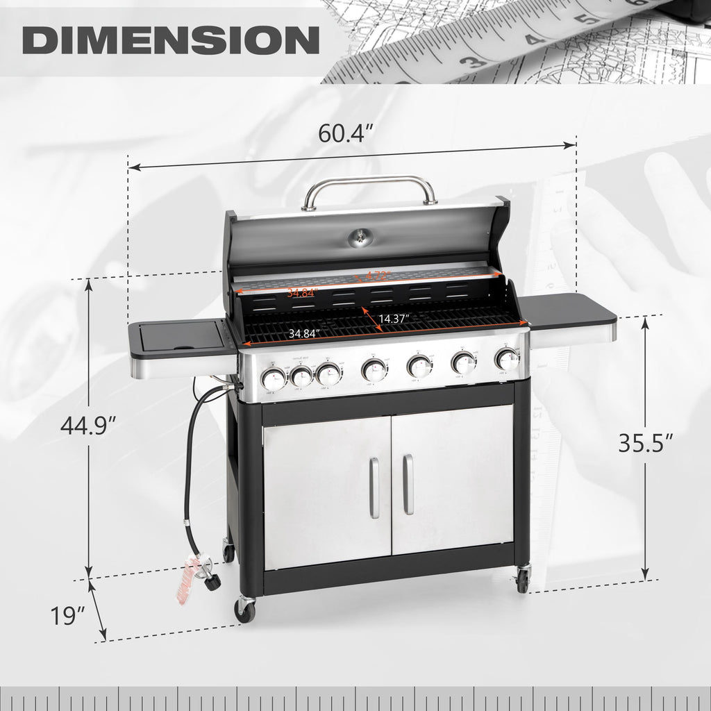 Alpha Joy 4-Burner Propane Gas Grill and Griddle Combo with Side Burner in Black