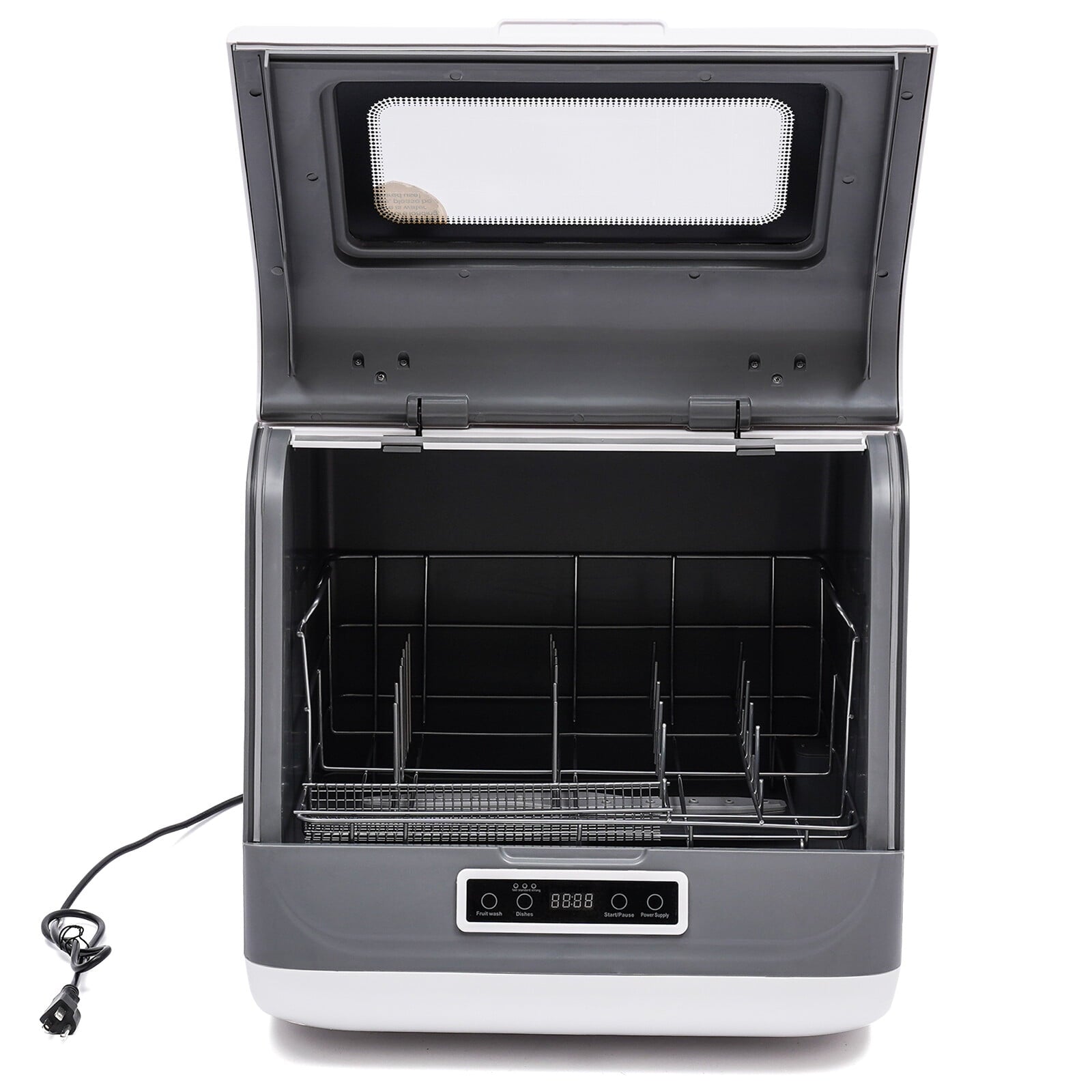 110V 800W Countertop Dishwasher - Stainless Steel,3 Wash Modes + Fruit Wash,Touch Control,Space-Saving,Ideal for Small Kitchens & RVs