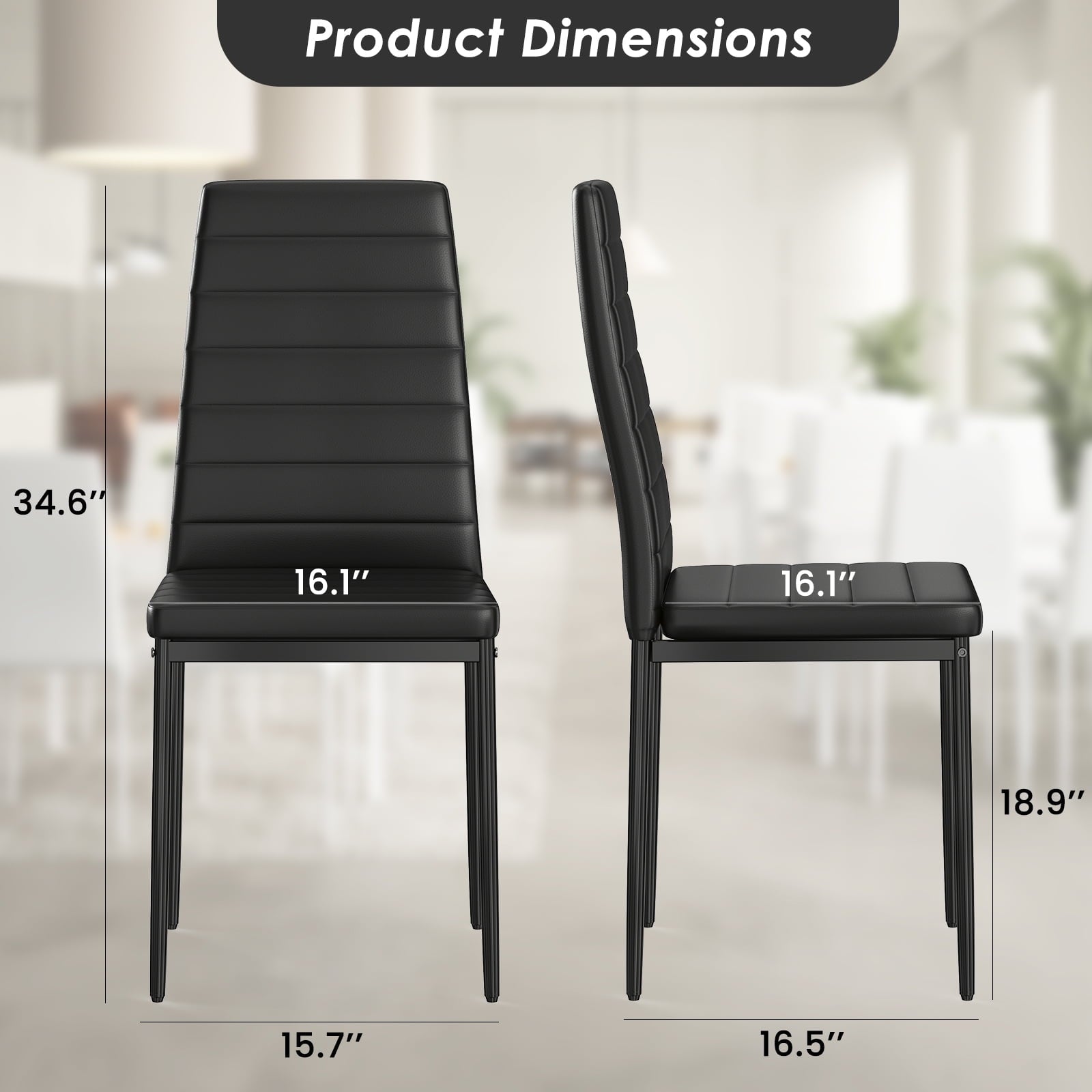 Farini White Dining Chairs Set of 4 for Kitchen Room,PU Leather Kitchen Side Chairs with Metal Frame