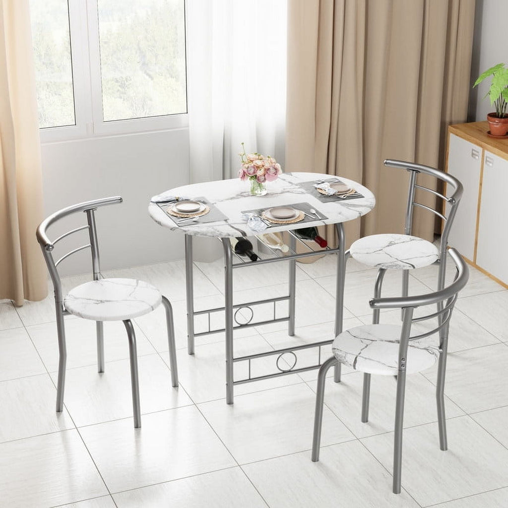 Homall 3 Piece Wood and Metal Dining Table Set, Small Dining Table for 2, Modern Dining Set for Living Room, Dining Room, Kitchen, Black