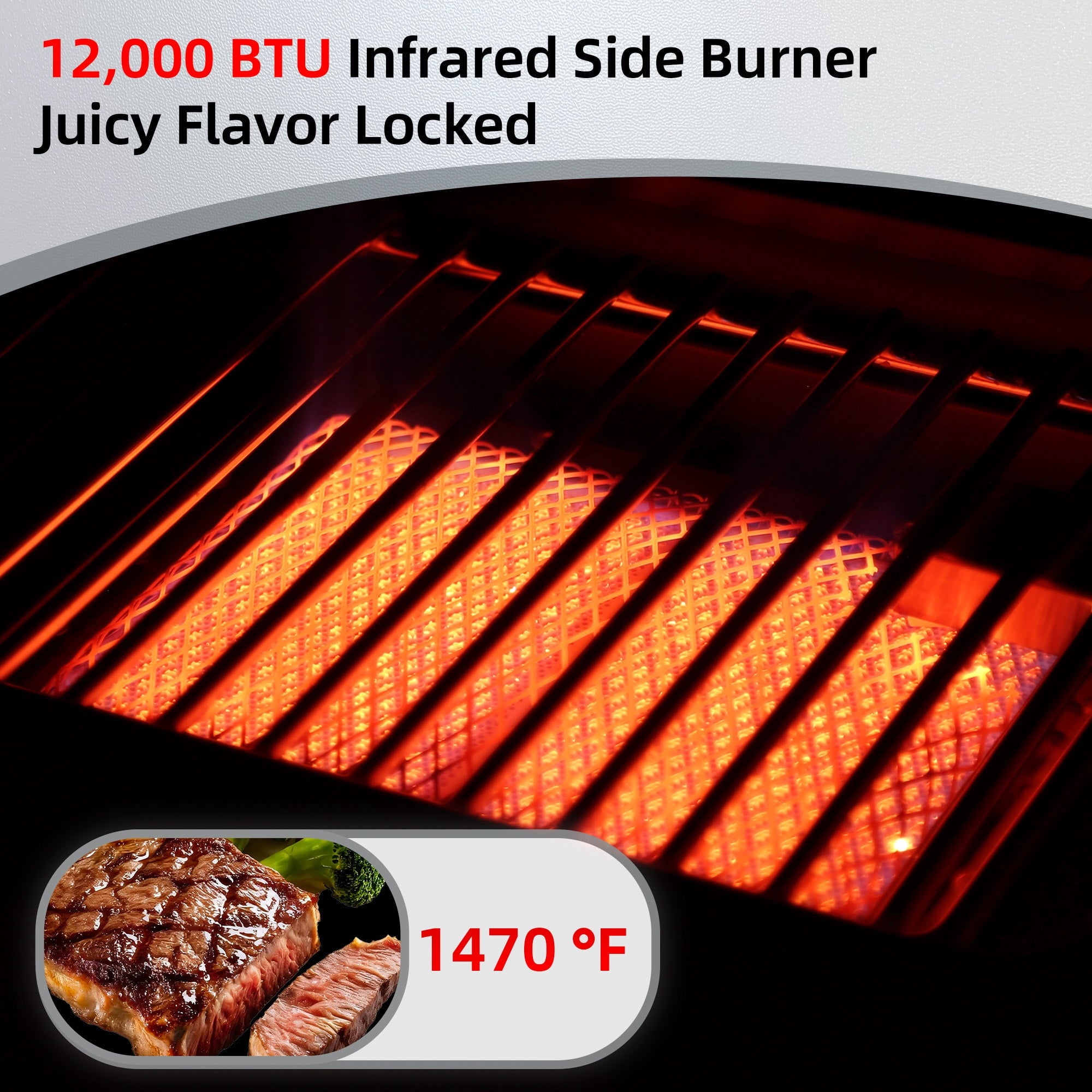 Brand-Man Grills 4-Burner Propane Gas Grill with Infrared Side Burner, Porcelain-Enameled Cast Iron Grate & Griddle, Outdoor Backyard BBQ Grill
