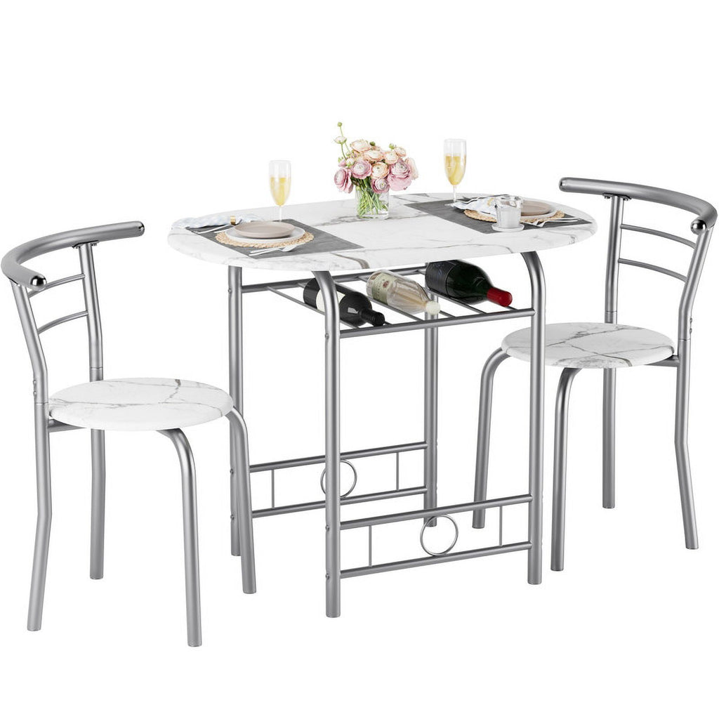 Homall 3 Piece Wood and Metal Dining Table Set, Small Dining Table for 2, Modern Dining Set for Living Room, Dining Room, Kitchen, Black